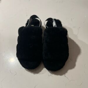 UGG Black Fluffy Slippers